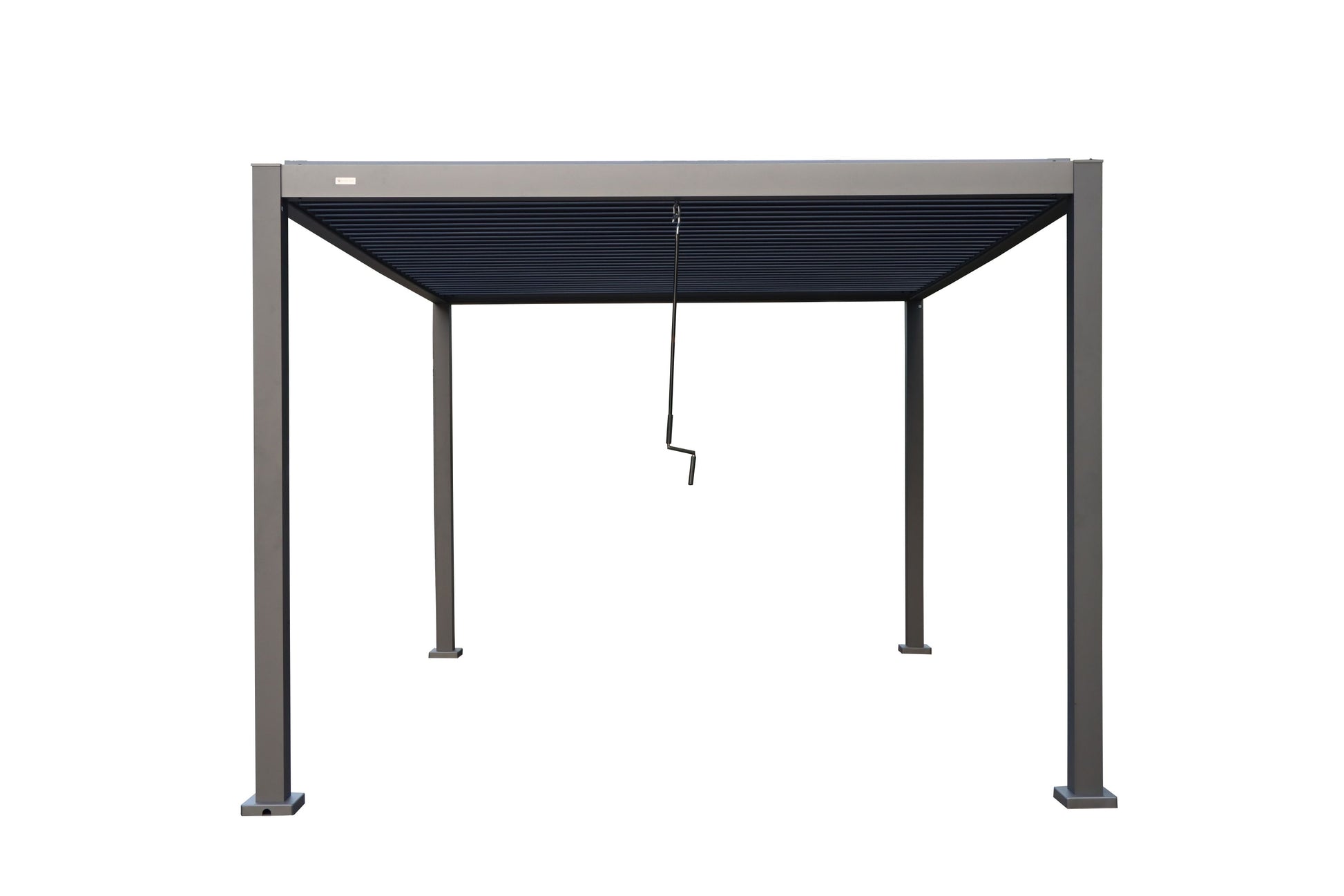 GazeboMate Combo: 3M x 4M Charcoal Aluminium Louvered Gazebo + Charcoal Retractable Privacy Screen