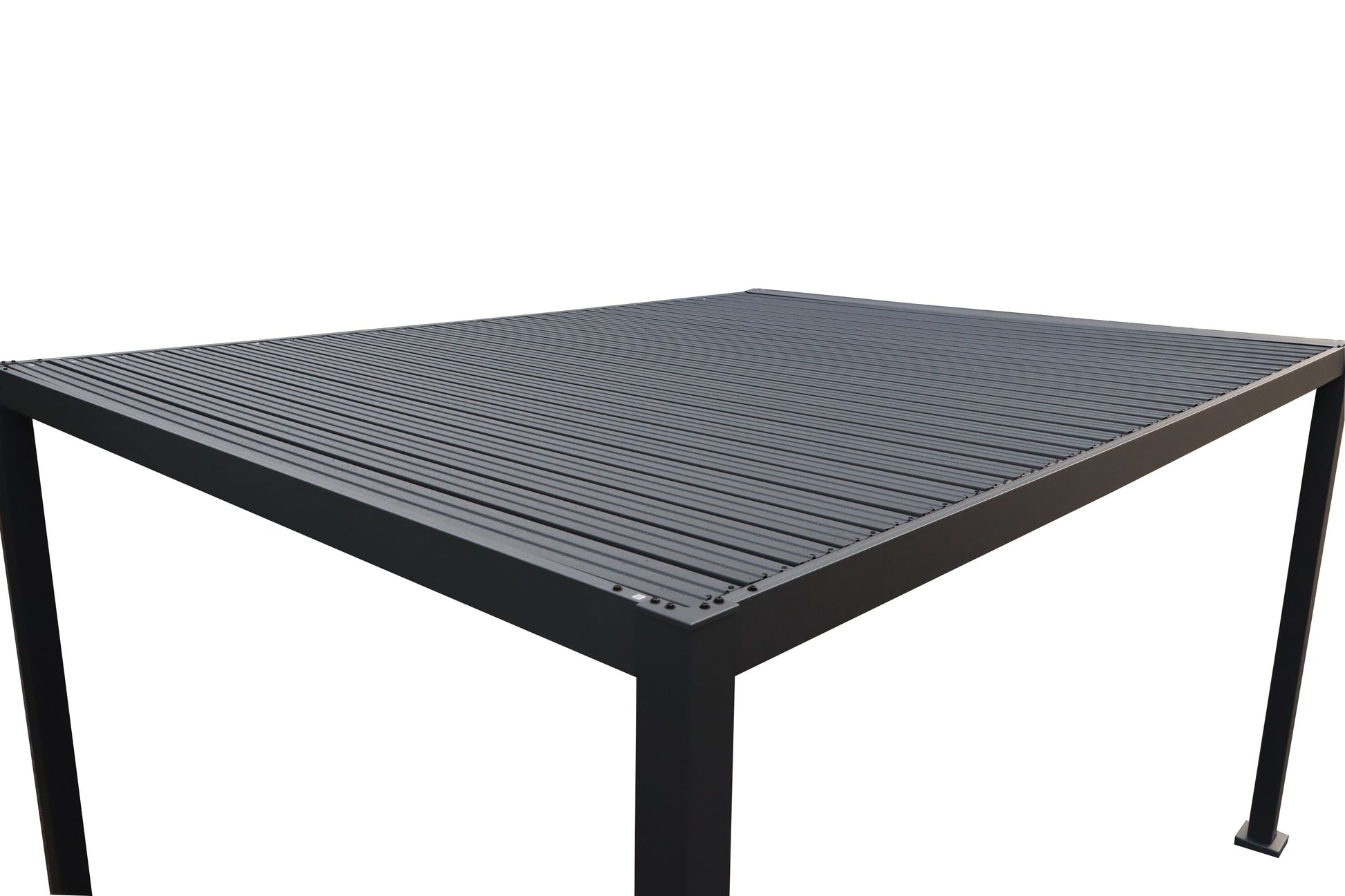 GazeboMate Combo: 3M x 4M Charcoal Aluminium Louvered Gazebo + Charcoal Retractable Privacy Screen