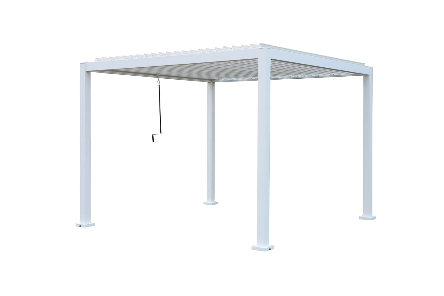 GazeboMate 4x4M Semi Permanent Louvered Gazebo Aluminium Pergola White Heavy Duty Wind Resistant