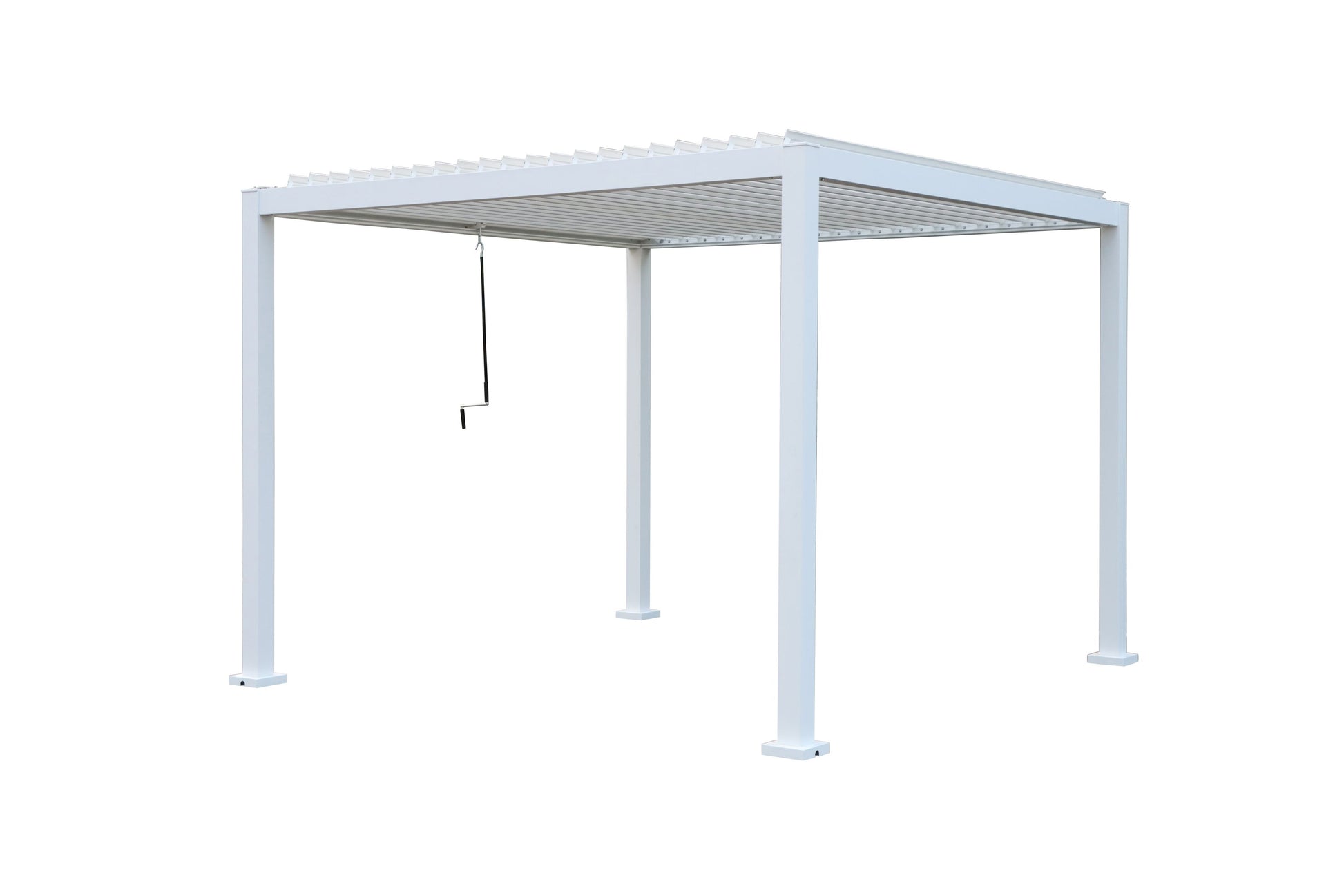 GazeboMate 4x4M Semi Permanent Louvered Gazebo Aluminium Pergola White Heavy Duty Wind Resistant