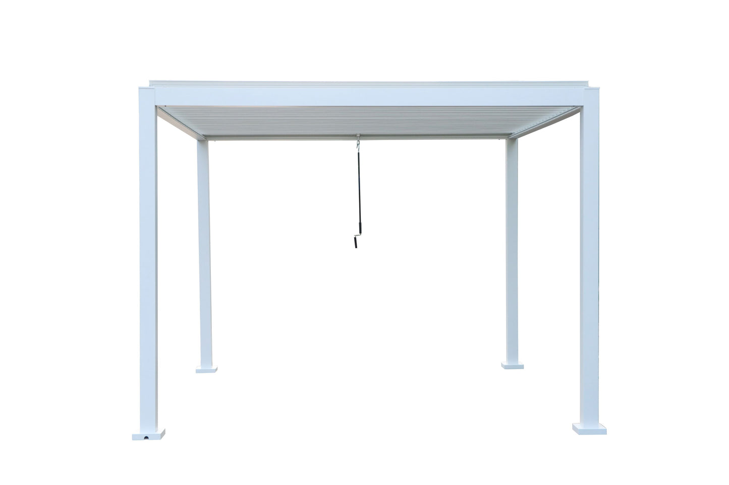 GazeboMate Combo: 3M x 4M White Aluminium Louvered Gazebo + White Retractable Privacy Screen