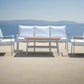 Modern 4-Piece White Aluminium Wheather Resistant Outdoor Lounge Set inc coffee table & pillows