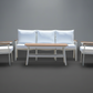 Modern 4-Piece White Aluminium Wheather Resistant Outdoor Lounge Set inc coffee table & pillows