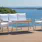 Modern 4-Piece White Aluminium Wheather Resistant Outdoor Lounge Set inc coffee table & pillows