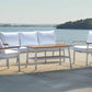 Modern 4-Piece White Aluminium Wheather Resistant Outdoor Lounge Set inc coffee table & pillows