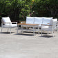 Modern 4-Piece White Aluminium Wheather Resistant Outdoor Lounge Set inc coffee table & pillows