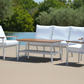 Modern 4-Piece White Aluminium Wheather Resistant Outdoor Lounge Set inc coffee table & pillows