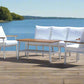 Modern 4-Piece White Aluminium Wheather Resistant Outdoor Lounge Set inc coffee table & pillows