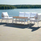 Modern 4-Piece White Aluminium Wheather Resistant Outdoor Lounge Set inc coffee table & pillows