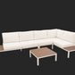 Modular Sofa Outdoor Furniture Set White Aluminium White Cusions Modular 4 Piece inc Coffe Table