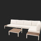 Modular Sofa Outdoor Furniture Set White Aluminium White Cusions Modular 4 Piece inc Coffe Table