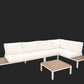 Modular Sofa Outdoor Furniture Set White Aluminium White Cusions Modular 4 Piece inc Coffe Table