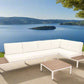 Modular Sofa Outdoor Furniture Set White Aluminium White Cusions Modular 4 Piece inc Coffe Table