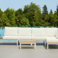 Modular Sofa Outdoor Furniture Set White Aluminium White Cusions Modular 4 Piece inc Coffe Table