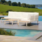 Modular Sofa Outdoor Furniture Set White Aluminium White Cusions Modular 4 Piece inc Coffe Table