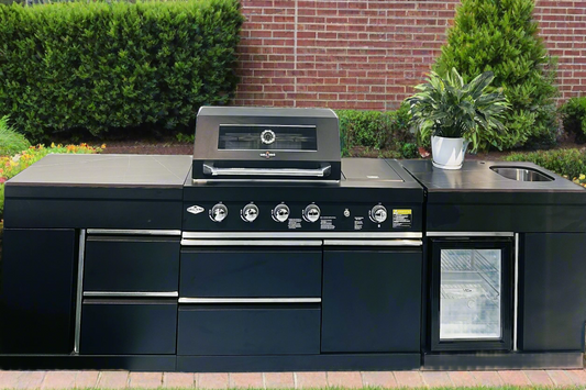 Floor Stock 2.8M Felix Black 4B + Wok Designer including Fridge, Sink and Storage Cupboard
