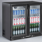 208L Double Door Under-bench Commercial Bar Wine Fridge Drinks Chiller in Black