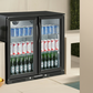 Tropical Rated Triple Glazed 208L Double Door Under-bench Commercial Bar Wine Fridge Drinks Chiller in Black