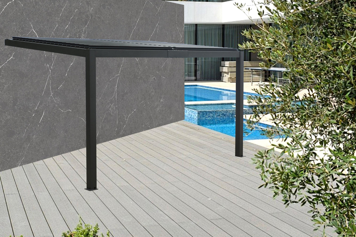 GazeboMate 3M x 3M Wall Mounted Aluminium Louvre Gazebo