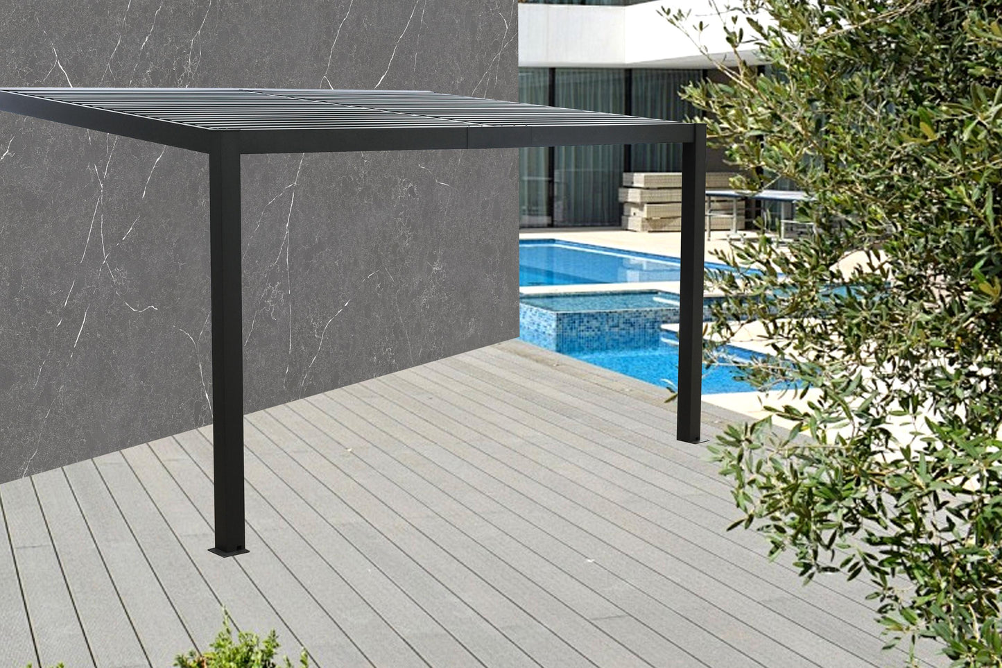 GazeboMate 3M x 3M Wall Mounted Aluminium Louvre Gazebo