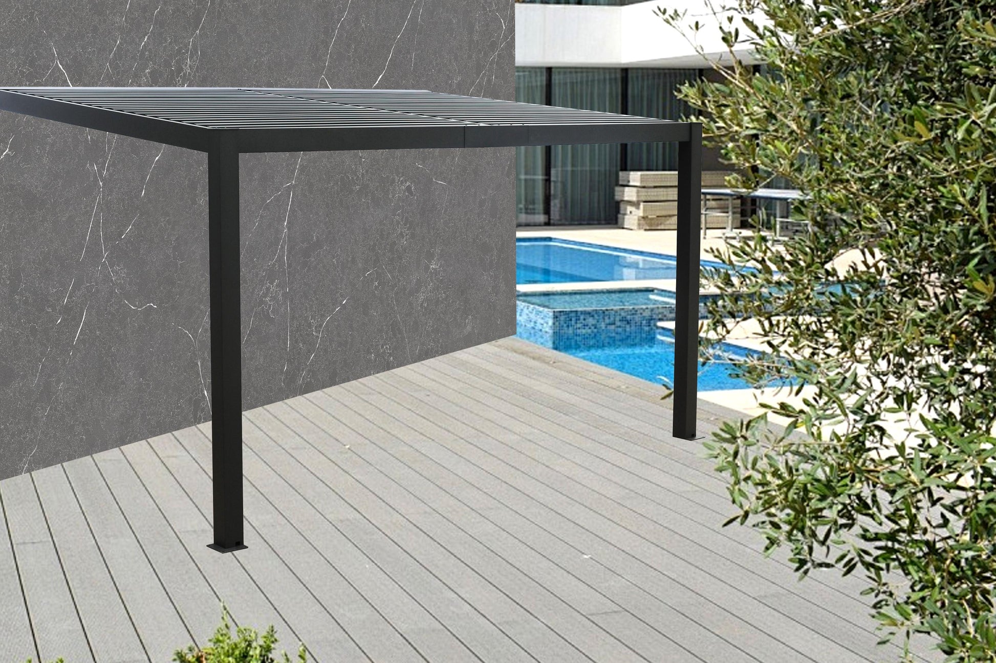 GazeboMate 3M x 3M Wall Mounted Aluminium Louvre Gazebo