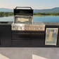 Black 304SS 4 Burner + Wok BBQ Kitchen Inc Wok & Rear Infrared Burner, Fridge & Sink