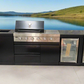 Black 304SS 4 Burner + Wok BBQ Kitchen Inc Wok & Rear Infrared Burner, Fridge & Sink