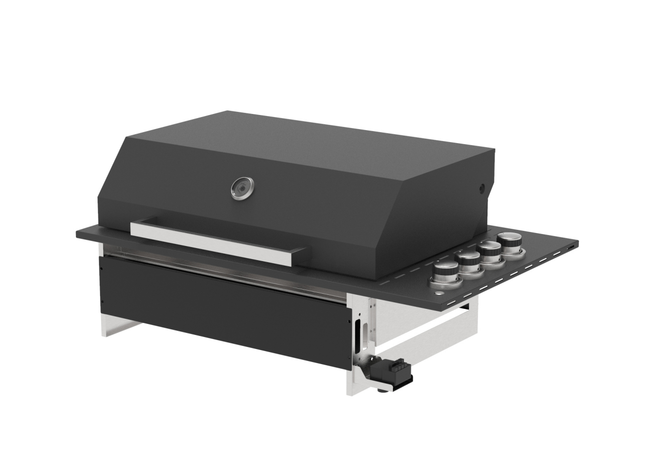 Grill King Slimline 4 Burner Drop In BBQ | Black Stainless Steel