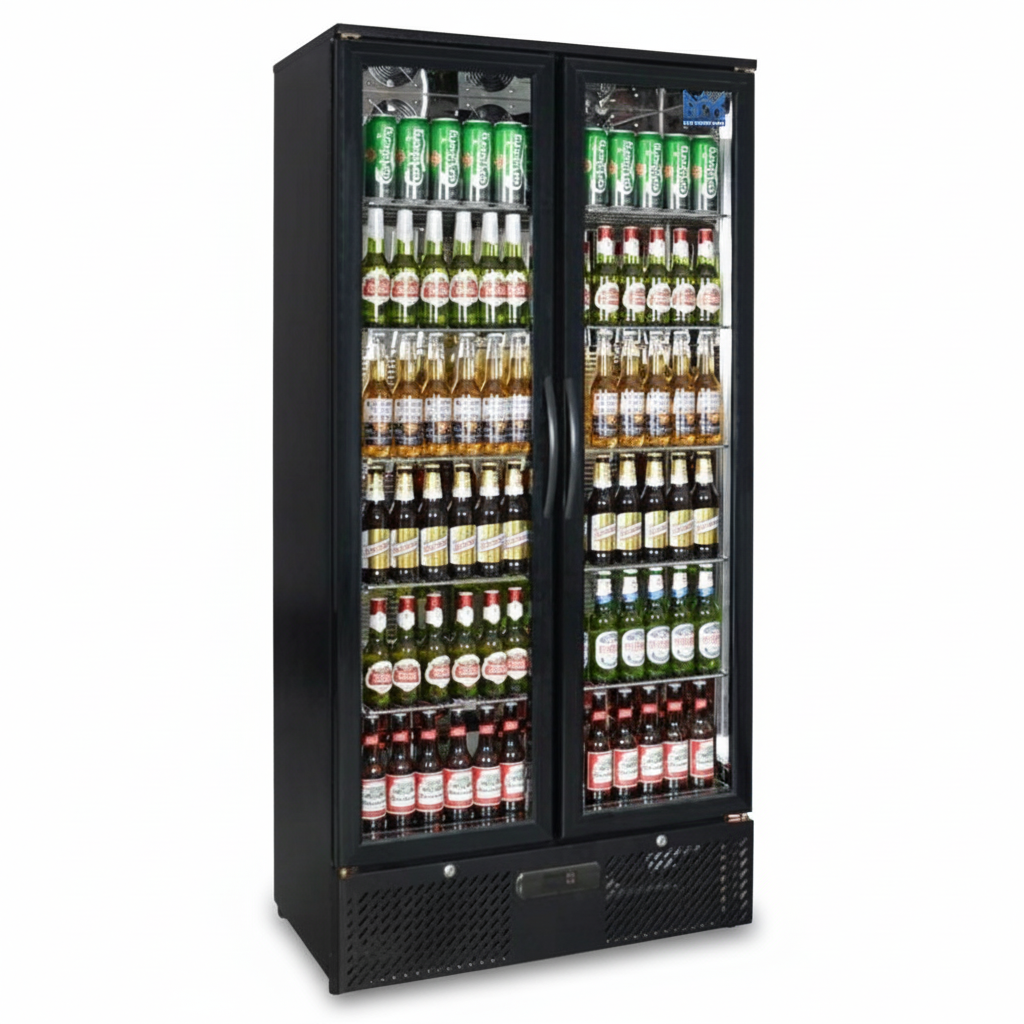Two Door Drink Fridge Commercial upright Wine Bar Fridge Black