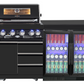 Kingsley 4 Burner Non Wok Black Stainless Steel BBQ Package Inc Pizza Oven, 2DR Fridge, 2DR Sink