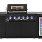 Rockpool Black 4B + Wok: Designer Outdoor BBQ Kitchen Package Inc Fridge, Storage Cabinet, Rear Infrared