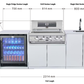 Grill King Signature Series Outdoor BBQ Kitchen Package – Rockpool White Stone Bench-Top, White Aluminium Cabinets | 4-Burner Built-In BBQ + Rotisserie + 150L Outdoor Fridge