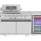 4-Burner + Wok SS Built-In BBQ Outdoor Kitchen with Hurricane Sink & Fridge