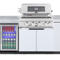 4-Burner SS Built-In BBQ Outdoor Kitchen with Sink & Fridge Combo + Storage Cabinet - Rockpool White