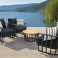 Black Maximus Aluminium Outdoor 4 Piece Lounge Set | Black Aluminium + Cusions