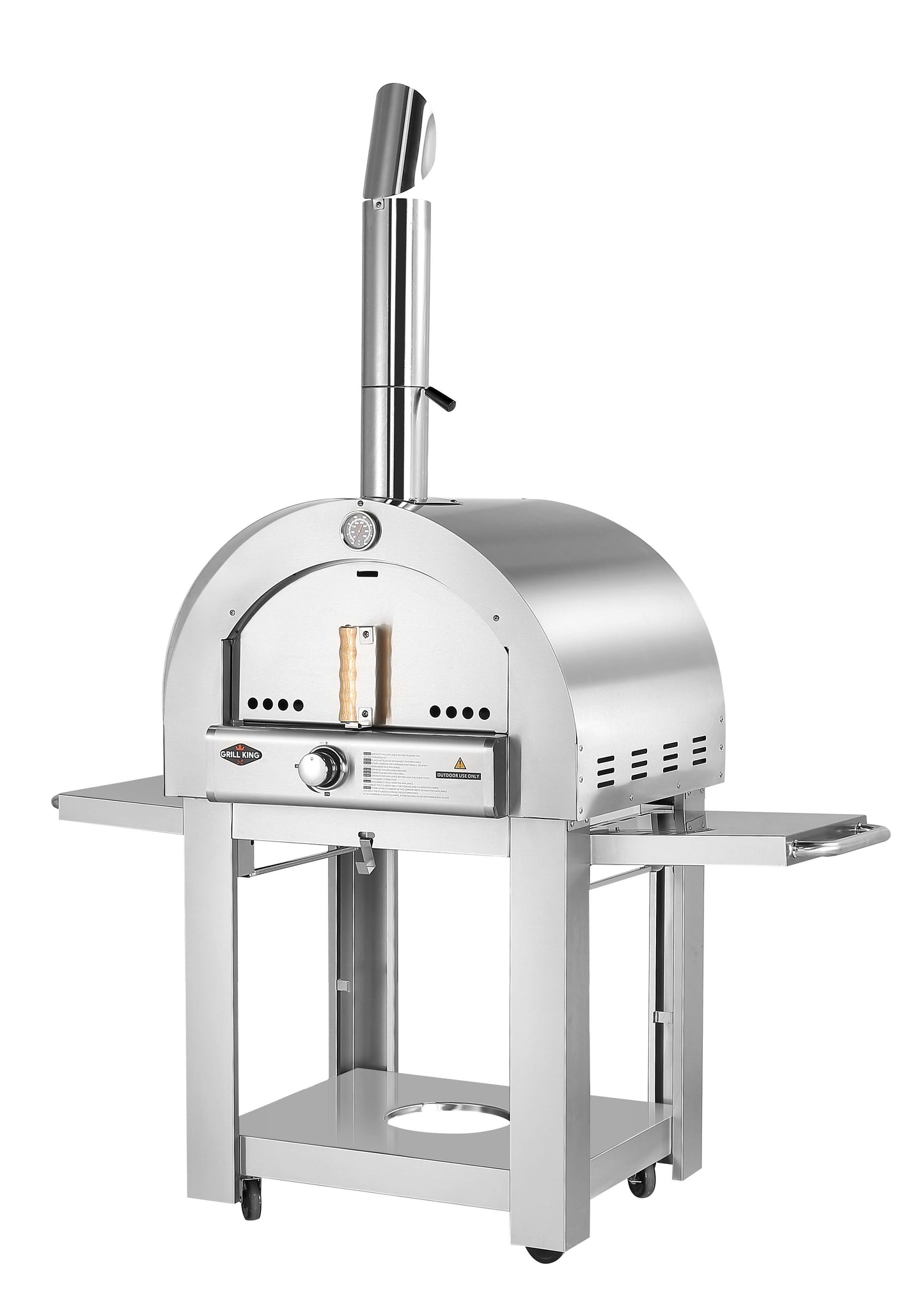 Grill King 22” Outdoor Gas Pizza Oven: Stainless Steel BBQ Pizza Oven Stone Trolley Large Pizza Oven Size