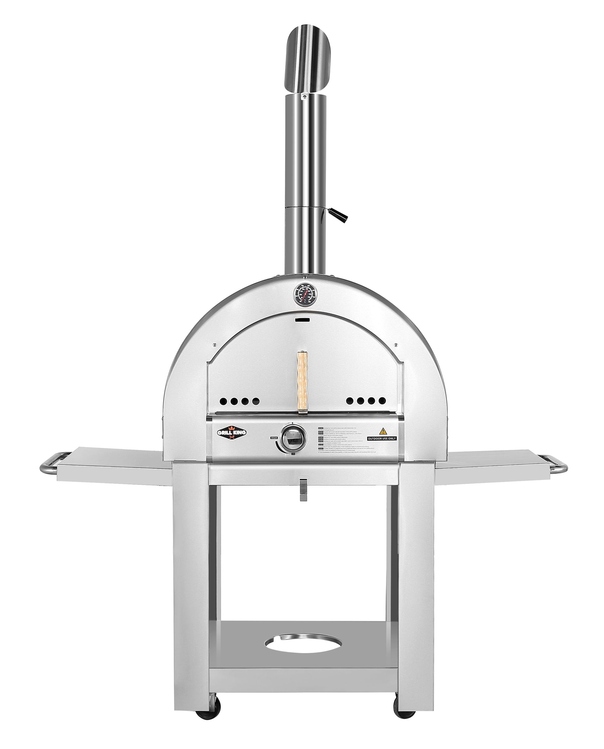 Grill King 22” Outdoor Gas Pizza Oven: Stainless Steel BBQ Pizza Oven Stone Trolley Large Pizza Oven Size