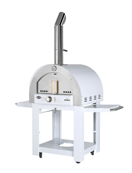 Grill King 22” Outdoor Gas Pizza Oven: Stainless Steel BBQ Pizza Oven Stone Trolley Large Pizza Oven Size