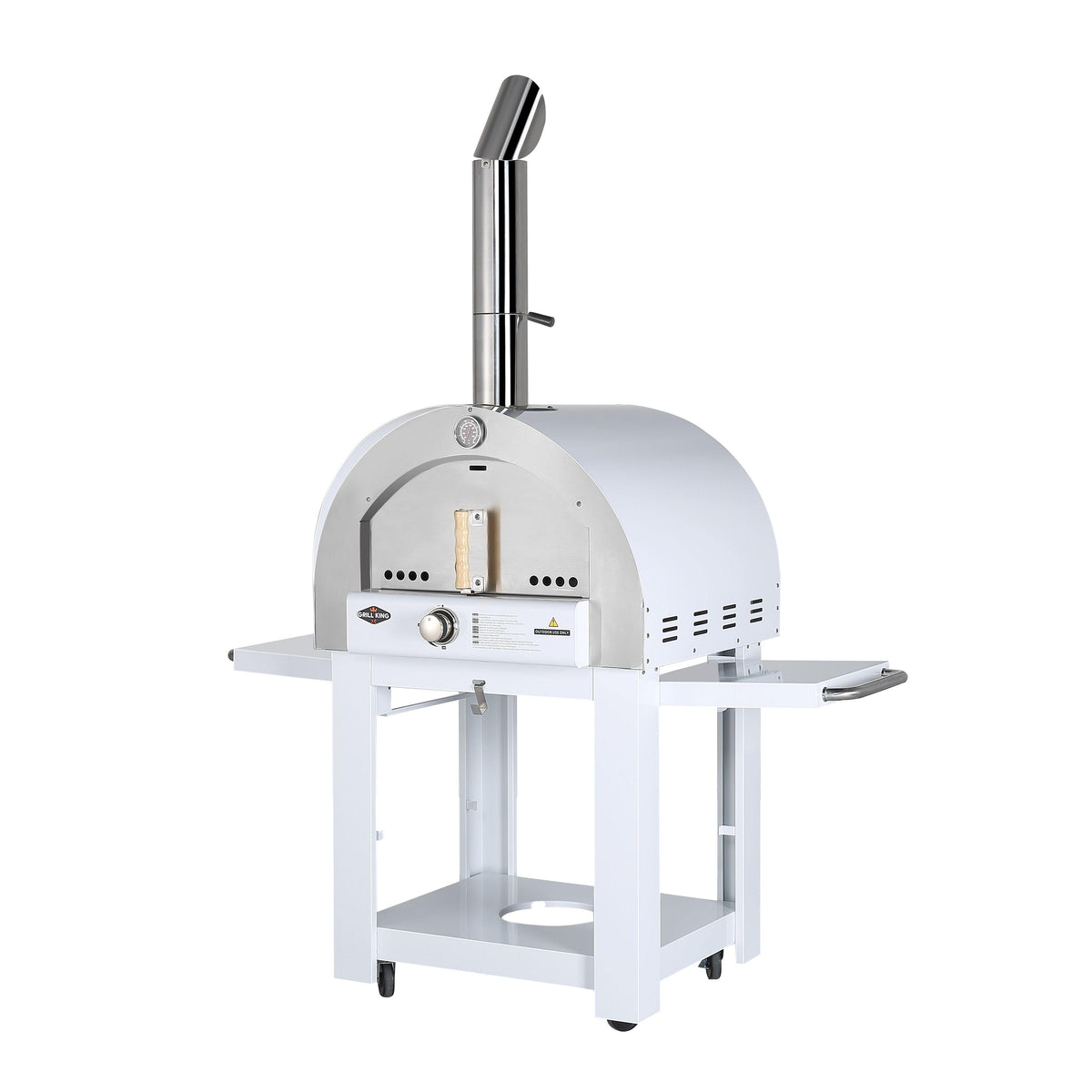 Grill King 22” Outdoor Gas Pizza Oven: Stainless Steel BBQ Pizza Oven Stone Trolley Large Pizza Oven Size