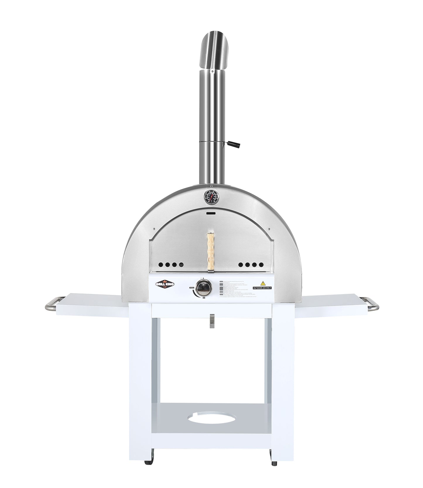 Grill King 22” Outdoor Gas Pizza Oven: Stainless Steel BBQ Pizza Oven Stone Trolley Large Pizza Oven Size