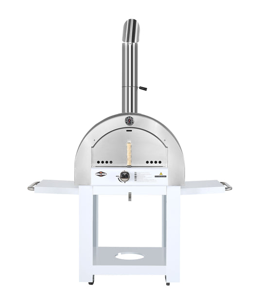 Grill King 22” Outdoor Gas Pizza Oven: Stainless Steel BBQ Pizza Oven Stone Trolley Large Pizza Oven Size