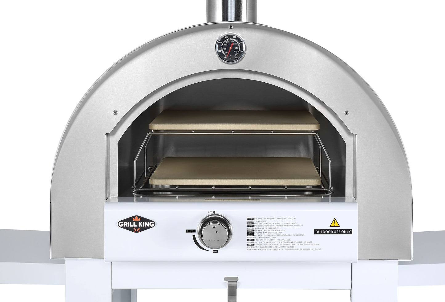 Grill King 22” Outdoor Gas Pizza Oven: Stainless Steel BBQ Pizza Oven Stone Trolley Large Pizza Oven Size