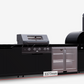 Kingsley 4 Burner Non Wok Black Stainless Steel BBQ Package Inc Pizza Oven, 2DR Fridge, 2DR Sink