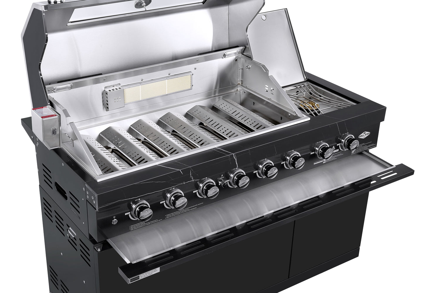 Ultimate BBQ Package Inc Rockpool 6 Burner + Wok BBQ, Smoker Kamado, Gas Pizza Oven, 2DR Fridge & Draw Unit