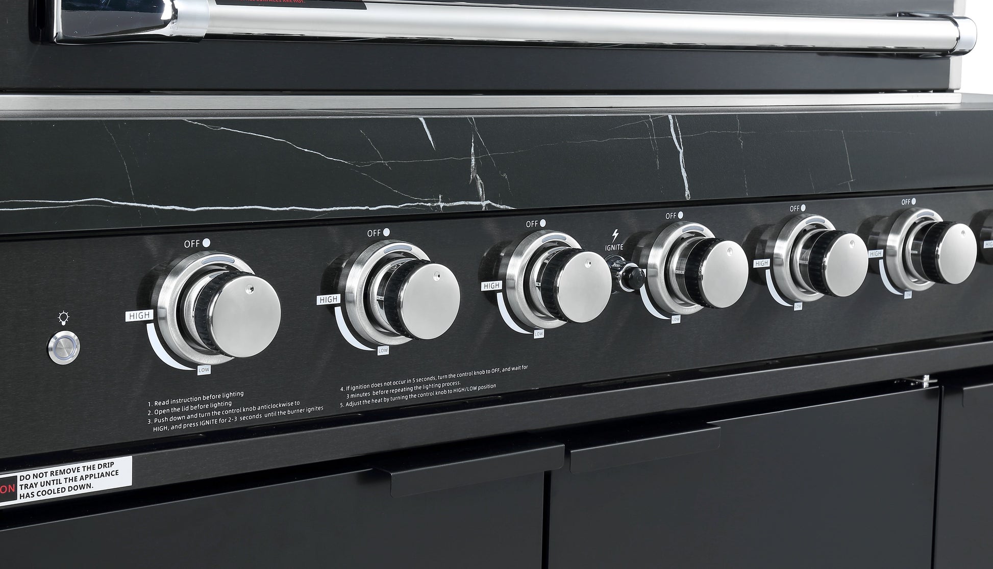 Rockpool Black 6 Burner Non Wok BBQ Module - LPG Plug Play, Rotisserie & Cover Included.