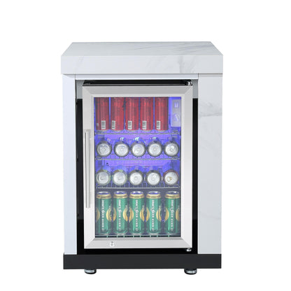 test rey 1 Single Fridge Module Suits Rockpool White BBQ Kitchen Package Inc Stone Finishes, Aluminum Powder coated Cabinets, Tap, Waste, Hose, Castor Wheels