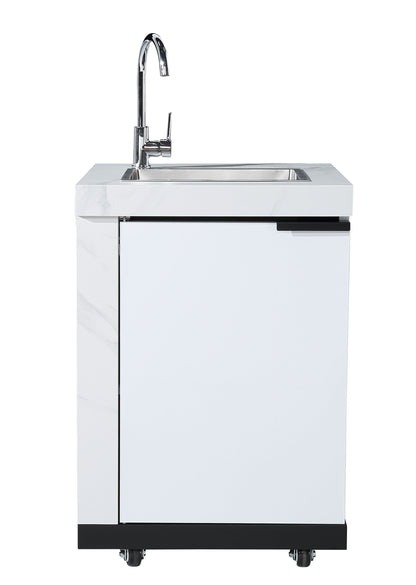 test rey 1 1 Door Sink Module Suits Rockpool White BBQ Kitchen Package Inc Stone Finishes, Aluminum Powder coated Cabinets, Tap, Waste, Hose, Castor Wheels