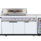 Rockpool White 6B + 188L Kegerator : Designer Outdoor Kitchen BBQ Package Inc Wok Burner, Fridge, Sink, Rotisserie & BBQ Covers.