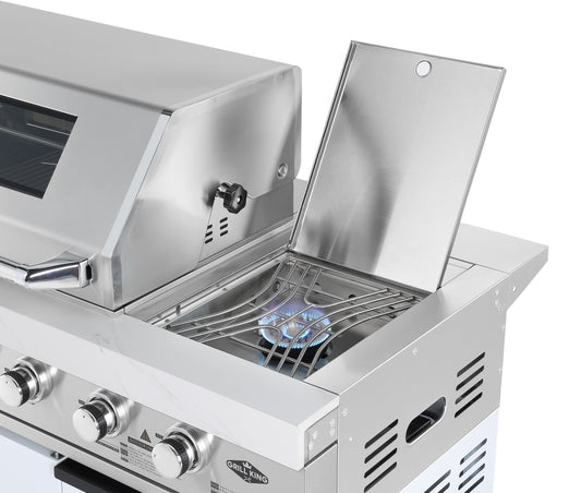 Rockpool White 6B + 23” Kamado Smoker : Designer Outdoor Kitchen BBQ Package Inc Wok Burner, Fridge, Sink, Rotisserie & BBQ Covers.