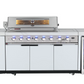 Rockpool 6B + Wok: White Designer 6 Burner Outdoor BBQ Kitchen Package: Inc White Bench, White Doors, Fridge & Sink